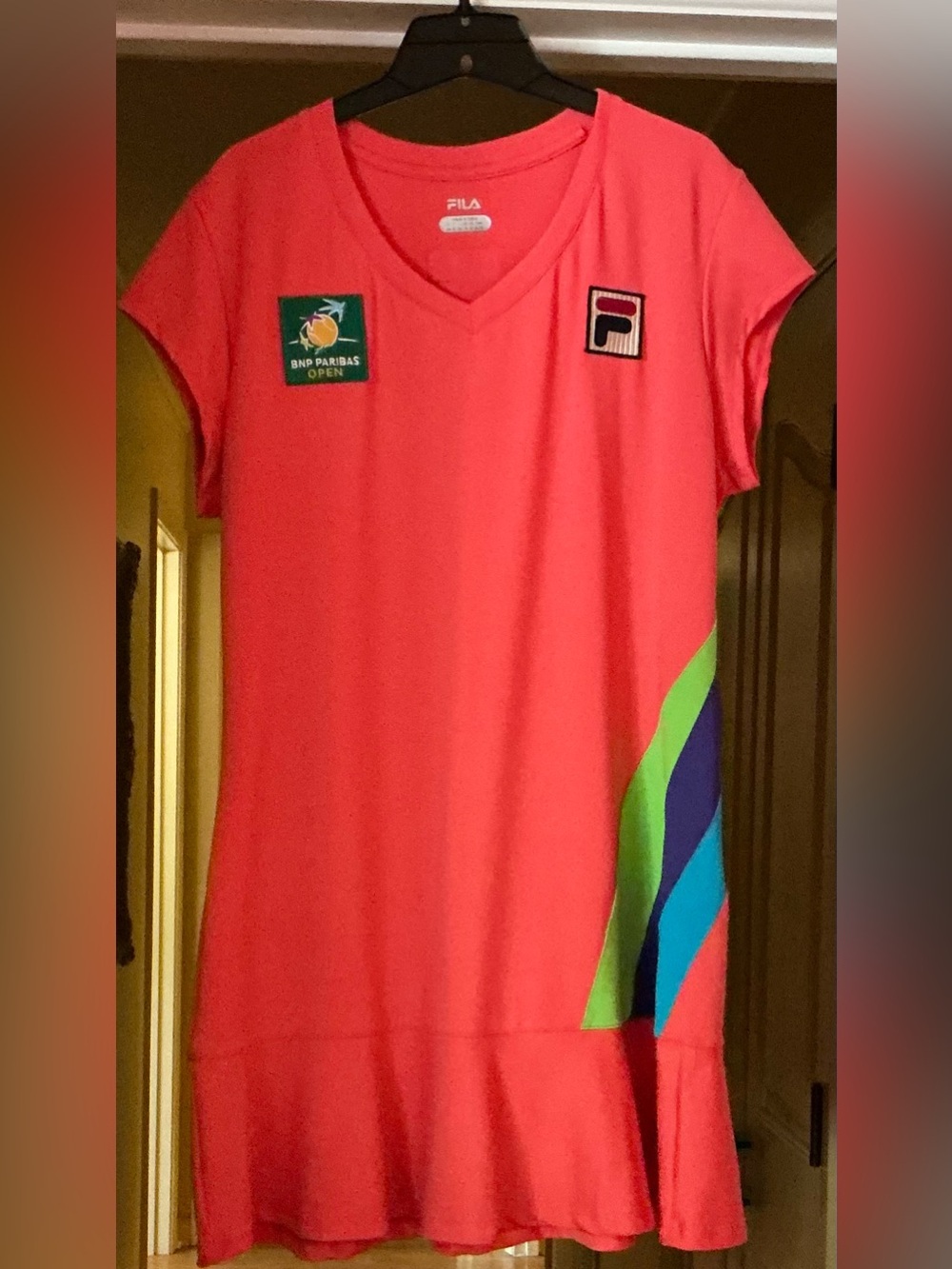 Fila Coral Pink Mini Dress with Green & Blue Accent